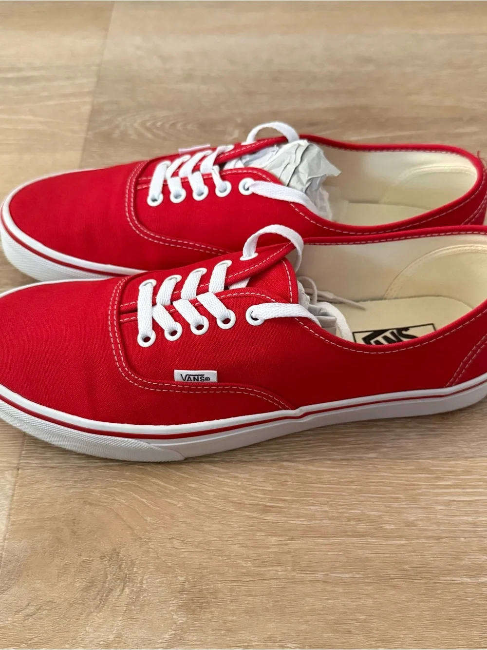 Vans Red Low-Top Canvas Sneakers with White Laces